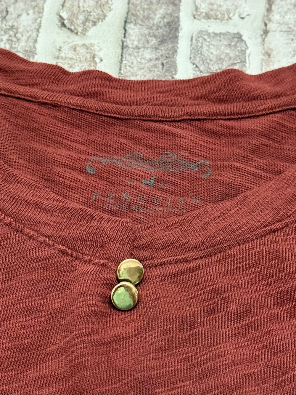 Peruvian Connection Tunic Top Pockets & Gold Buttons Oversize Lagenlook Artsy L - Picture 4 of 8